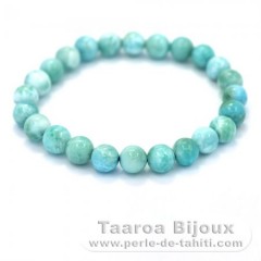 Bracelet de 24 Perles en Larimar de 7 mm - 15 cm - 12.4 gr