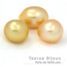 Lot de 3 Perles Australiennes Semi-Baroques A+ de 9.5 à 9.9 mm