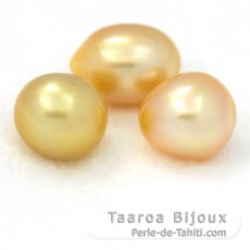 Lot de 3 Perles Australiennes Semi-Baroques A+ de 9.5  9.9 mm