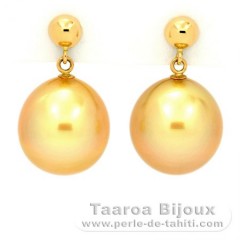 Boucles d'oreilles en Or 18K et 2 Perles d'Australie Semi-Baroques B et C 11.2 mm
