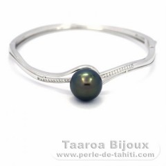 Bracelet en Argent et 1 Perle de Tahiti Ronde C 12.4 mm