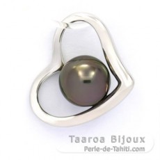 Pendentif en Argent et 1 Perle de Tahiti Ronde C 8 mm