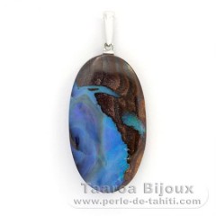 Pendentif en Or blanc 18K et 1 Opale Australienne Boulder - 20 carats