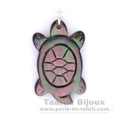 Pendentif Tortue en nacre de Tahiti et Argent