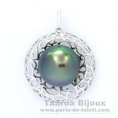 Pendentif en Argent et 1 Perle de Tahiti Semi-Baroque B/C 11.9 mm