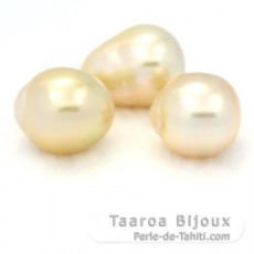 Lot de 3 Perles Australiennes Semi-Baroques C de 12.3 à 12.5 mm