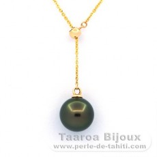 Collier en Or 18K et 1 Perle de Tahiti Ronde A 8.6 mm