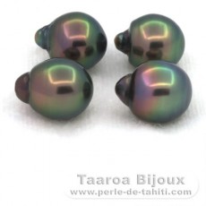 Lot de 4 Perles de Tahiti Semi-Baroques B de 9.5 à 9.7 mm
