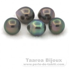 Lot de 5 Perles de Tahiti Semi-Baroques C de 9 à 9.4 mm
