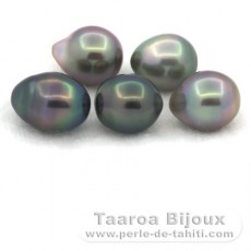 Lot de 5 Perles de Tahiti Semi-Baroques B de 9 à 9.4 mm