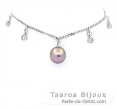 Bracelet en Argent et 1 Perle de Tahiti Semi-Baroque A 9 mm