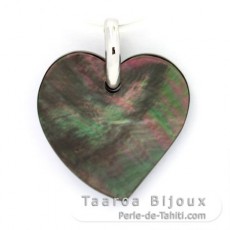 Pendentif cur en nacre de Tahiti et Argent