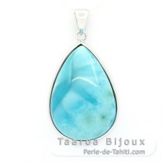 Pendentif en Argent et 1 Larimar - 29 x 20 x 8.5 mm - 7.7 gr