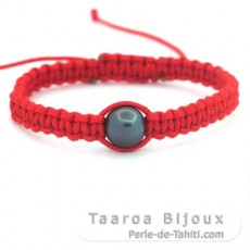 Bracelet en Nylon et 1 Perle de Tahiti Semi-Ronde B 10.7 mm