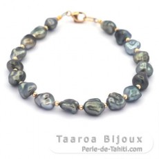 Bracelet de 18Keishis de Tahiti et Or 14K