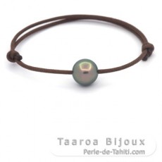 Bracelet en Coton Wax et 1 Perle de Tahiti Ronde C 10.8 mm