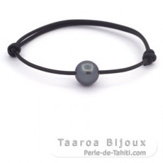 Bracelet en Cuir et 1 Perle de Tahiti Ronde C 11.2 mm