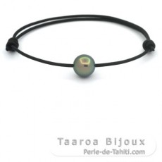 Bracelet en Cuir et 1 Perle de Tahiti Ronde C 10.5 mm