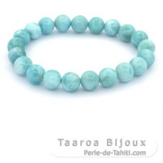 Bracelet de 21 Perles en Larimar de 8.5  8.8 mm avec fermoir en or 18k - 20 cm - 19.5 gr