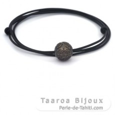 Collier en Cuir et 1 Perle de Tahiti Gravée 12.6 mm