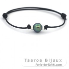 Bracelet en Cuir et 1 Perle de Tahiti Cercle C+ 10.1 mm