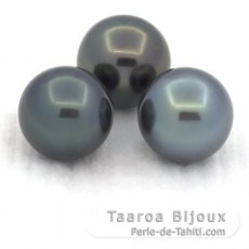 Lot de 3 Perles de Tahiti Rondes C de 10 à 10.2 mm