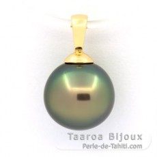 Pendentif en Or 18K et 1 Perle de Tahiti Semi-Ronde B 9.8 mm