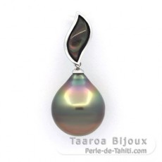 Pendentif en Argent et 1 Perle de Tahiti Cerclée C 13.3 mm