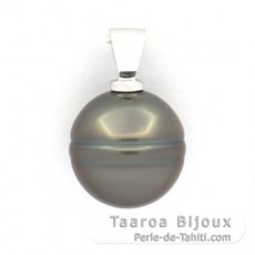 Pendentif en Argent et 1 Perle de Tahiti Cerclée C 13.1 mm
