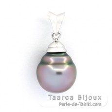 Pendentif en Argent et 1 Perle de Tahiti Cerclée C 10.1 mm