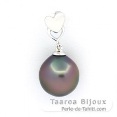 Pendentif en Argent et 1 Perle de Tahiti Semi-Baroque C 10.7 mm