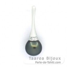Pendentif en Argent et 1 Perle de Tahiti Semi-Baroque B/C 10.3 mm