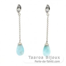 Boucles d'oreilles en Argent et 2 Larimars - 10 x 6 mm - 1.1 gr