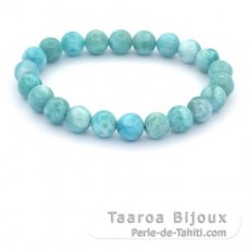 Bracelet de 22 Perles en Larimar de 8  8.4 mm - 15.5 cm - 17.8 gr