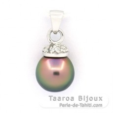 Pendentif en Argent et 1 Perle de Tahiti Semi-Baroque B 10.1 mm