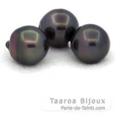 Lot de 3 Perles de Tahiti Cerclées C de 13 à 13.3 mm