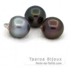 Lot de 3 Perles de Tahiti Semi-Baroques D de 12.7 à 12.9 mm