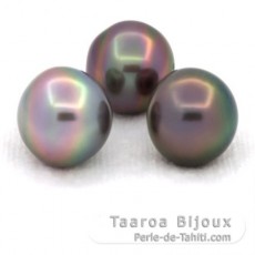 Lot de 3 Perles de Tahiti Semi-Baroques C de 11.7  12.2 mm