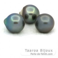 Lot de 3 Perles de Tahiti Semi-Baroques C de 11.7 à 11.9 mm