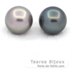 Lot de 2 Perles de Tahiti Rondes C/D 13.5 mm