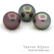 Lot de 3 Perles de Tahiti Semi-Rondes C de 12.5 à 12.7 mm