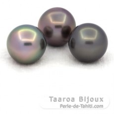 Lot de 3 Perles de Tahiti Semi-Rondes C de 12.7 à 12.8 mm