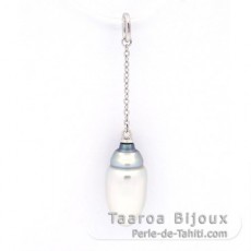 Pendentif en Argent et 1 keishi de Tahiti