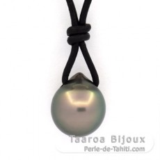 Collier en Cuir et 1 Perle de Tahiti Semi-Baroque C 11.1 mm
