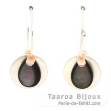 Boucles d'oreilles en Argent, Nacre de Tahiti et Nacre blanche