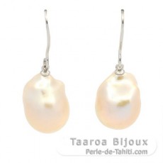 Boucles d'Oreilles en Argent et 2 perles d'Eau Douce Baroques B 12.5 mm