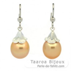 Boucles d'oreilles en Argent et 2 Perles d'Australie Semi-Baroques C 11.3 mm
