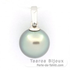 Pendentif en Or blanc 18K et 1 Perle de Tahiti Ronde B 9.5 mm