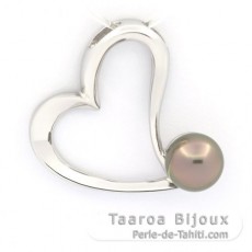 Pendentif en Argent et 1 Perle de Tahiti Semi-Ronde C 8.8 mm
