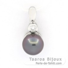 Pendentif en Argent et 1 Perle de Tahiti Semi-Baroque B 8.6 mm